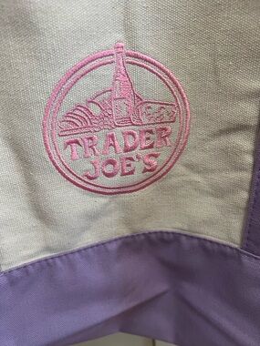 Trader Joe's Lavender and Pink Canvas Tote Bag